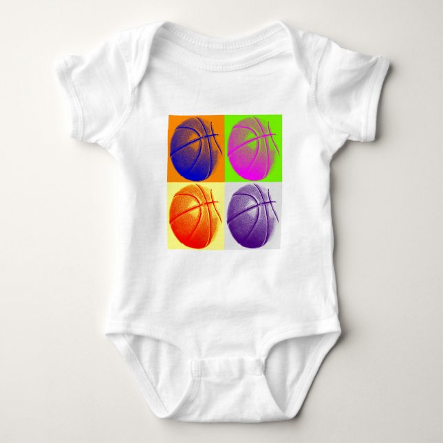 4 Colour Pop Art Basketball Baby Strampler (Vorderseite)