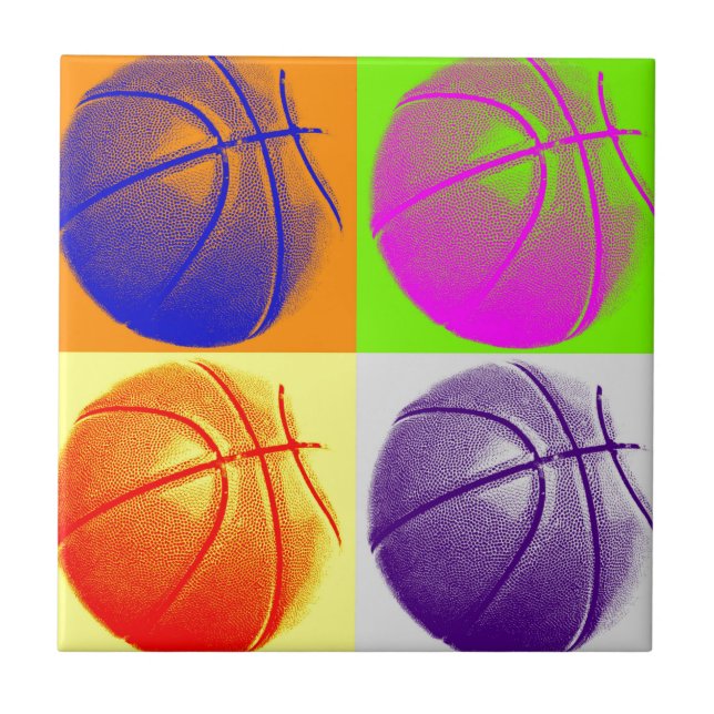 4 Colour Pop Art Basketball Fliese (Vorderseite)