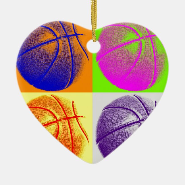 4 Colour Pop Art Basketball Keramik Ornament (Vorne)