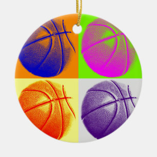 4 Colour Pop Art Basketball Keramik Ornament