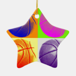 4 Colour Pop Art Basketball Keramikornament