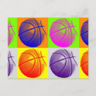 4 Colour Pop Art Basketball Postkarte