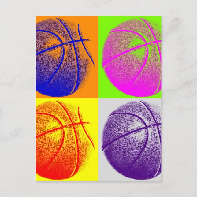 4 Colour Pop Art Basketball Postkarte (Vorderseite)