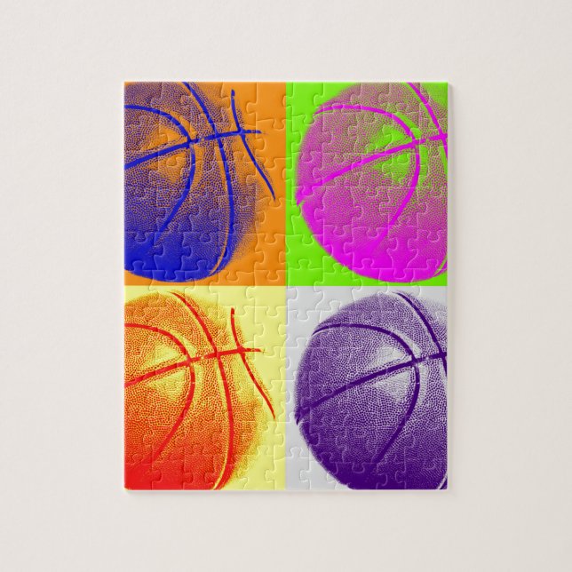4 Colour Pop Art Basketball Puzzle (Vertikal)