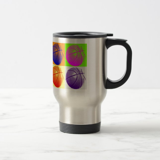 4 Colour Pop Art Basketball Reisebecher (Rechts)