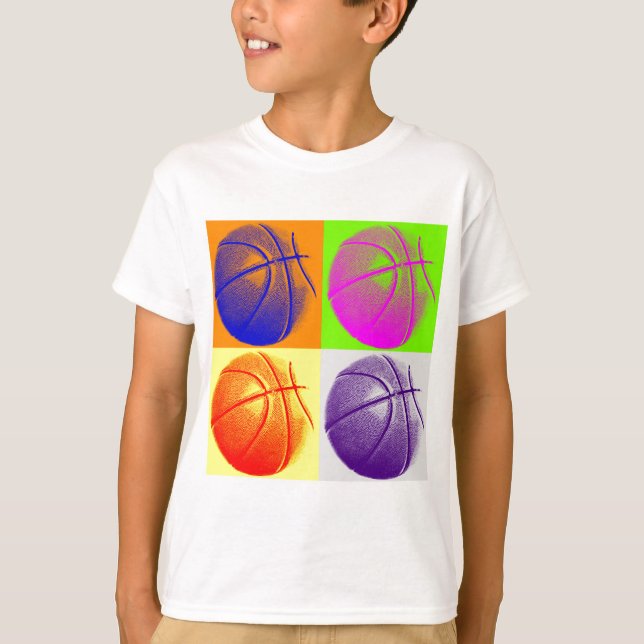 4 Colour Pop Art Basketball T-Shirt (Vorderseite)