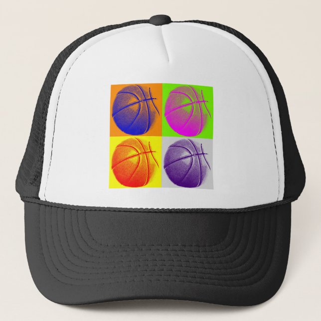 4 Colour Pop Art Basketball Truckerkappe (Vorderseite)
