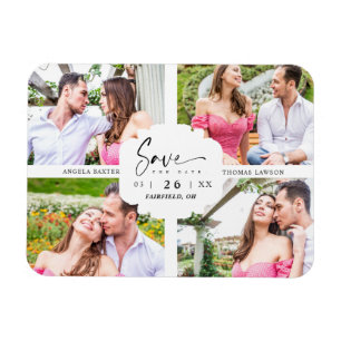 4 Custom Minimalist-Fotos Modern Collage Wedding Magnet