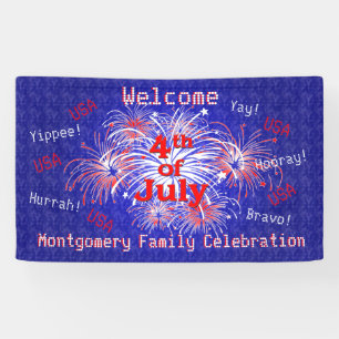 4. des Juli-Party-Feuerwerk-Willkommens Banner