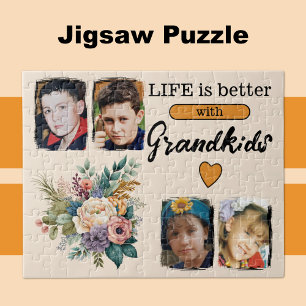4 Enkelkinder Foto Blumenorange Puzzle