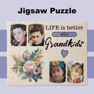 4 Enkelkinder Foto lila Puzzle