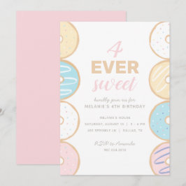 4 Ever Sweet Pastel Donut Geburtstagsparty Einladu Einladung
