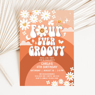 4 Ever Young Fall Groovy Vier Ever Groovy Geburtst Einladung