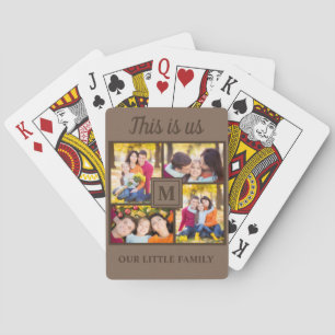 4 Familienfoto-Collage Das sind wir Braunes Monogr Spielkarten