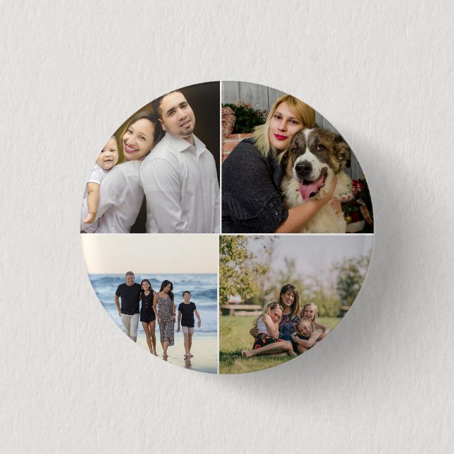4 Familienfoto-Collage individuell Button (Vorderseite)