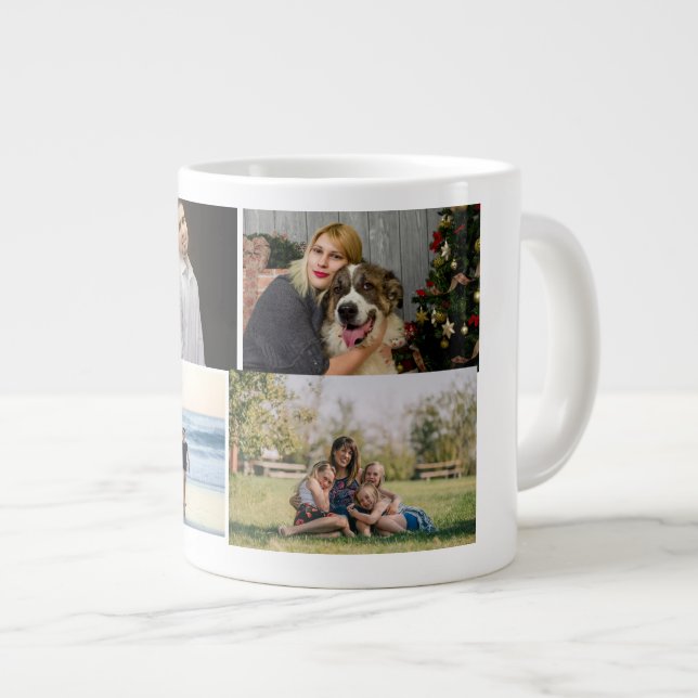  4 Familienfoto-Collage individuell Jumbo-Tasse (Vorderseite Rechts)