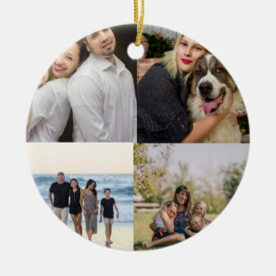 4 Familienfoto-Collage individuell Keramik Ornament