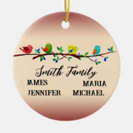 4 Family Members Personalized Name Christmas Birds Keramik Ornament
