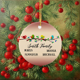 4 Family Members Personalized Name Christmas Birds Keramik Ornament