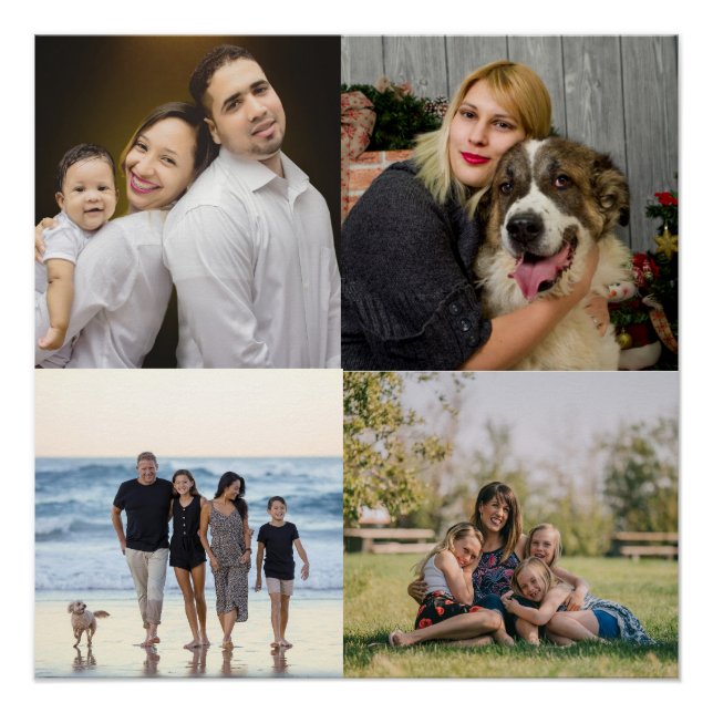  4 Family Photo Collage Custom Poster (Vorderseite)