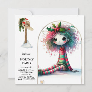 *~* 4 Fantasy Niedlich Sweet Woman Elf Sitzen Einladung