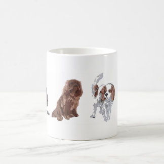 4 Farben unbekümmerten Königs Charles Spaniels. Kaffeetasse