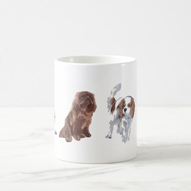4 Farben unbekümmerten Königs Charles Spaniels. Kaffeetasse (Mittel)