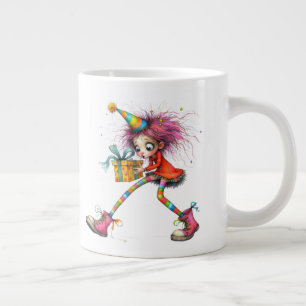 *  4 Farbige Whimsical Weihnachts Mädchen Geschenk Jumbo-Tasse