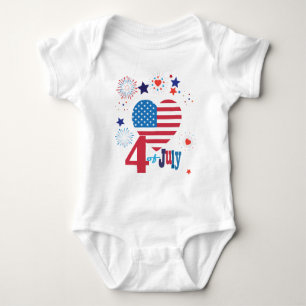 4. Flaggen-Herz-Flagge Julis der amerikanischen Baby Strampler