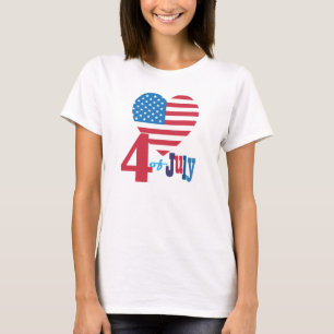 4. Flaggen-Herz-Flagge Julis der amerikanischen T-Shirt