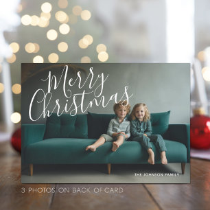 4 Foto (3 auf der Rückseite) Frohe Weihnachtskalli Feiertagskarte
