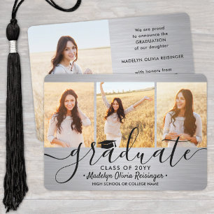 4 Foto Abschluss Collage Brushed Gray Ombre Ankündigung