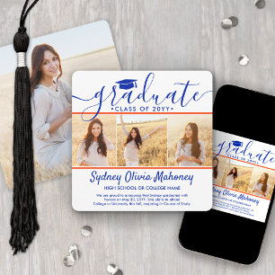 4 Foto-Abschluss-Collage modern orange und blau Ankündigung