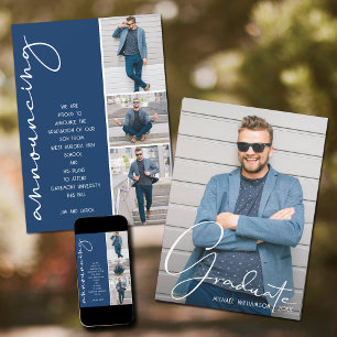 4 Foto Abschluss Collage Navy Blue Ankündigung