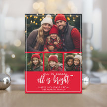 4 Foto - Alles ist ruhig Bright Script Red Christm
