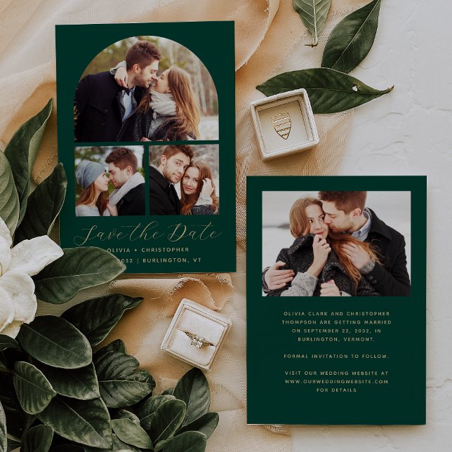 4-Foto Arch Emerald Green Gold Save The Date (Von Creator hochgeladen)
