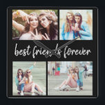 4 Foto Best Friends Forever Black  Quadratische Wanduhr<br><div class="desc">Erstellen Sie Ihre eigene 4-Foto-Collage auf schwarzer "Best Friends Forever"-Wanduhr. Die Hintergrundfarbe ist anpassbar.</div>