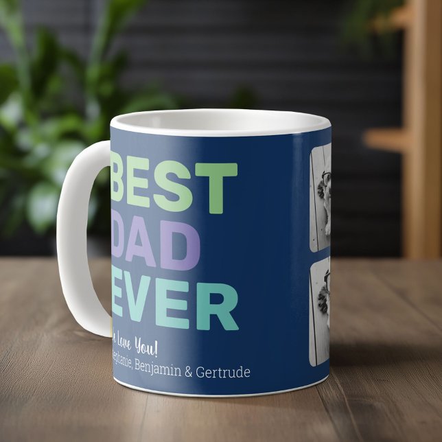 4 Foto Bester Vater je - Whimsical Gruß Kaffeetasse (Custom Photo Mug)