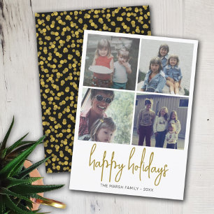 4 Foto Black and Gold Dots - Weihnachts-Happy Feiertagskarte