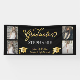 4 Foto Black Gold Graduate Name School Banner