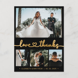 4 Foto Black Gold Hochzeit Vielen Dank Postkarte