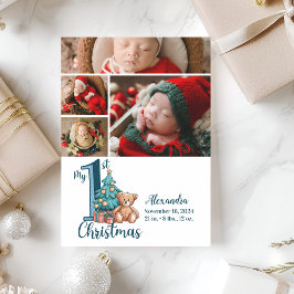 4 Foto Blue Teddy Baby 1. Weihnachten