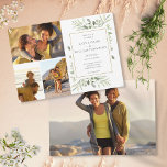 4 Foto Botanische Grünpflanzen Blätter Hochzeit Einladung<br><div class="desc">Mit delikaten Aquarellfarben-Blätter kann diese schicke botanische Hochzeitseinladung mit Ihren 4 besonderen Fotos und besonderen Details zum Hochzeitstag personalisiert werden. Entwickelt von Thisisnotme©</div>