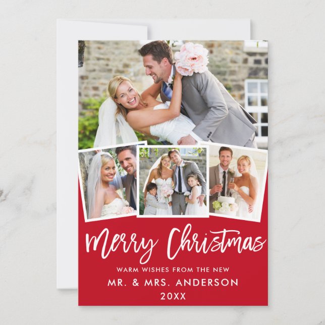 4 Foto Brush Script Hochzeit Weihnachten Rot (Vorderseite)