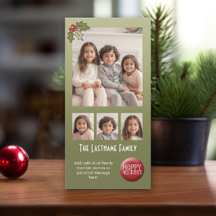 4 Foto Chrismtas Collage - Retro Holly Feiertagskarte