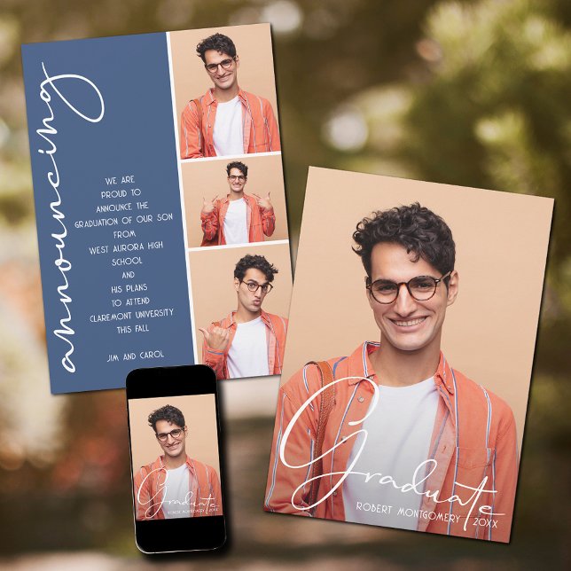 4 Foto Collage Abschluss Blue Ankündigung (Von Creator hochgeladen)