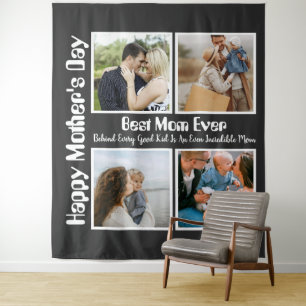 4-Foto-Collage Beste Mutter Aller Zeiten Wandteppich