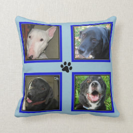 4 Foto Collage-Blaue Rahmen-Blaue besonders Kissen