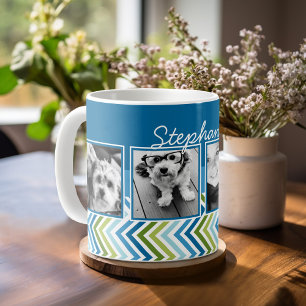 4-Foto-Collage Bunte Chevrons Tasse