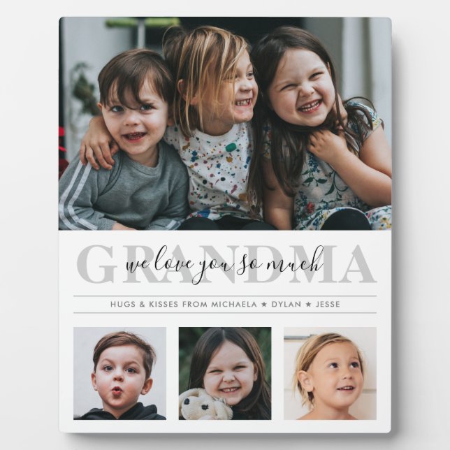 4-Foto Collage & Custom Text Oma/Nana/Andere Fotoplatte (Vorderseite)